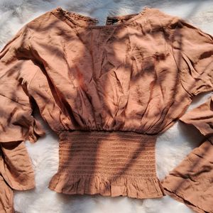 🩷 DUSTY PINK CROP TOP WITH FRILL SLEEVES 🩷