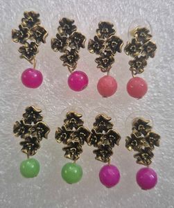 Elegant Floral Drop Earrings with Gemstone Beads