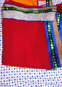 Vibrant Red Saree with Embellished Border