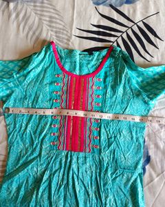 Beautiful soft silk printed kurti with Gota Work.