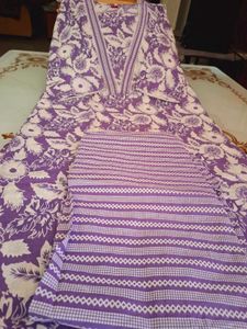 Purple Floral Kurta Set