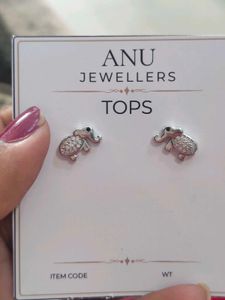 92.5 silver Cute Elephant Stud Earrings