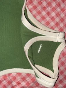 Green Ribbed Crop Tank Top