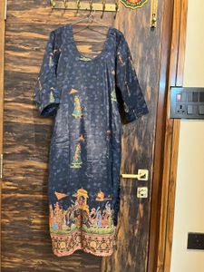 Blue Baarat Printed Kurta with cotton lining