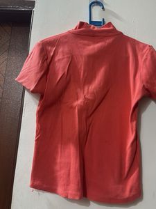 Coral Zip Neck T-Shirt