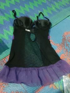 Black & Purple Lingerie Slip