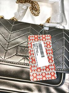 Chic Quilted Chain Sling Bag metallic silver