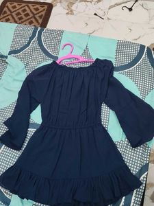 Navy Blue Ruffled Tunic Top