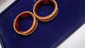 Red &amp; Gold Embellished Bangles