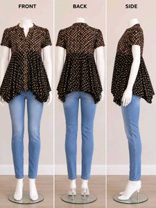 Black Printed Asymmetrical Tunic Top