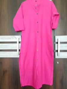 Vibrant Pink Button-Up Kurta