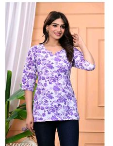 Purple Floral Print Top