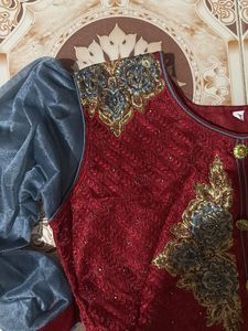 beautiful gray anarkali kurti
