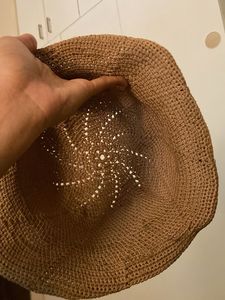 Crocheted Bucket Hat with Flower Accent