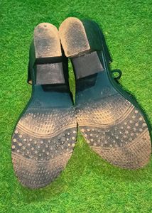 Women's Black Embellished Block Heels