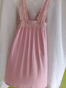 Lace Trimmed Pink Nightgown(maternity)