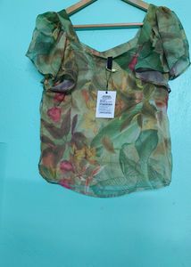 Green Jungle Print Top