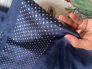 Elegant Navy Blue Embellished Saree