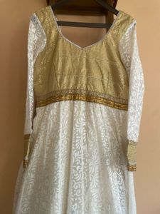 Elegant White &amp; Gold Ethnic Dress