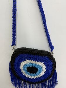 Handmade Crocheted Evil Eye Round Bag per peice on