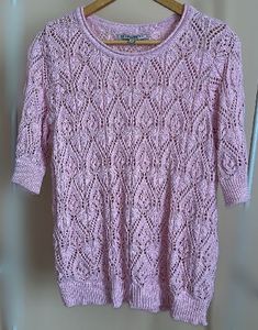Chic Pink Crochet Knit Top