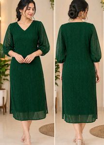 Dark Green Shimmer Designer Kurti – Size M