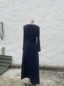 Elegant Navy Blue Twist Front Dress