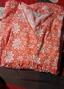 Stylish Coral Floral Print Kurta