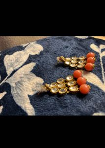 Stunning Peach Bead and Crystal Necklace Set