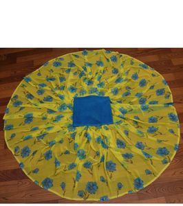 Floral saree lemon yellow colour