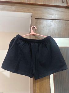 Grey Cotton Blend Casual Shorts