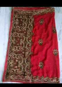 Embellished Red Silk Saree
