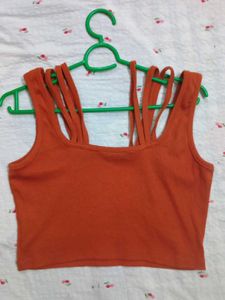Roadster Trendy Orange Strap Detail Tank Top