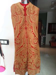Red &amp; Gold Embroidered Lehenga Set