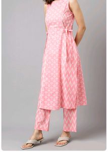 Pink Printed Kurta with Pants Set