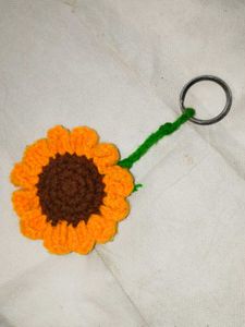Handmade Crochet Sunflower Keychain
