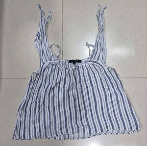 Striped Sleeveless Tie-Strap Top