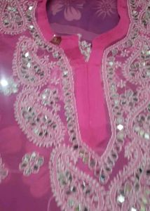Beautiful Pink Embroidered Kurta