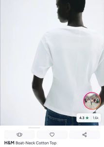 H&amp;M  White Boat Neck T-Shirt ( use only once)