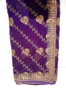 Exquisite Purple Embroidered Saree
