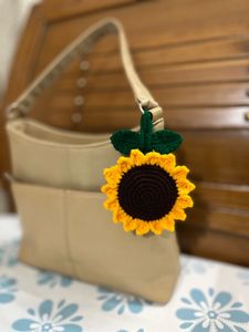 Crocheted Sunflower Bag Charm