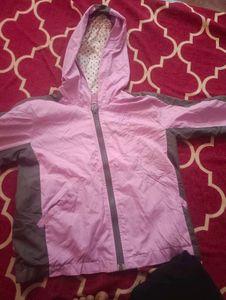 Kids Pink & Grey Hooded Jacket
