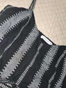 Boho Black &amp; White Ruffled Tunic Top