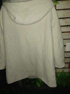 Elegant cream and grey Wool Blend Coat