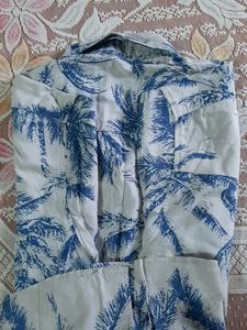 Netplay Men's Blue Palm Print Shirt