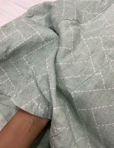 Sage Green Diamond Pattern Flared Dress