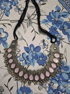 Boho Oxidized Silver Choker Necklace