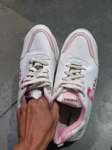 White &amp; Pink Posewalk Sneakers