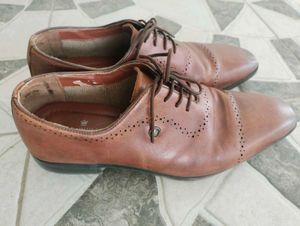 Louis Philippe Brown Leather Shoes