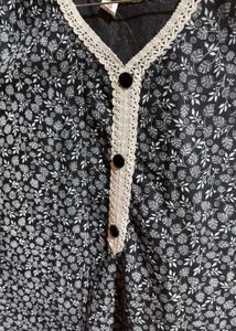 Printed Khadi Cotton Kurti in black colour 3xl